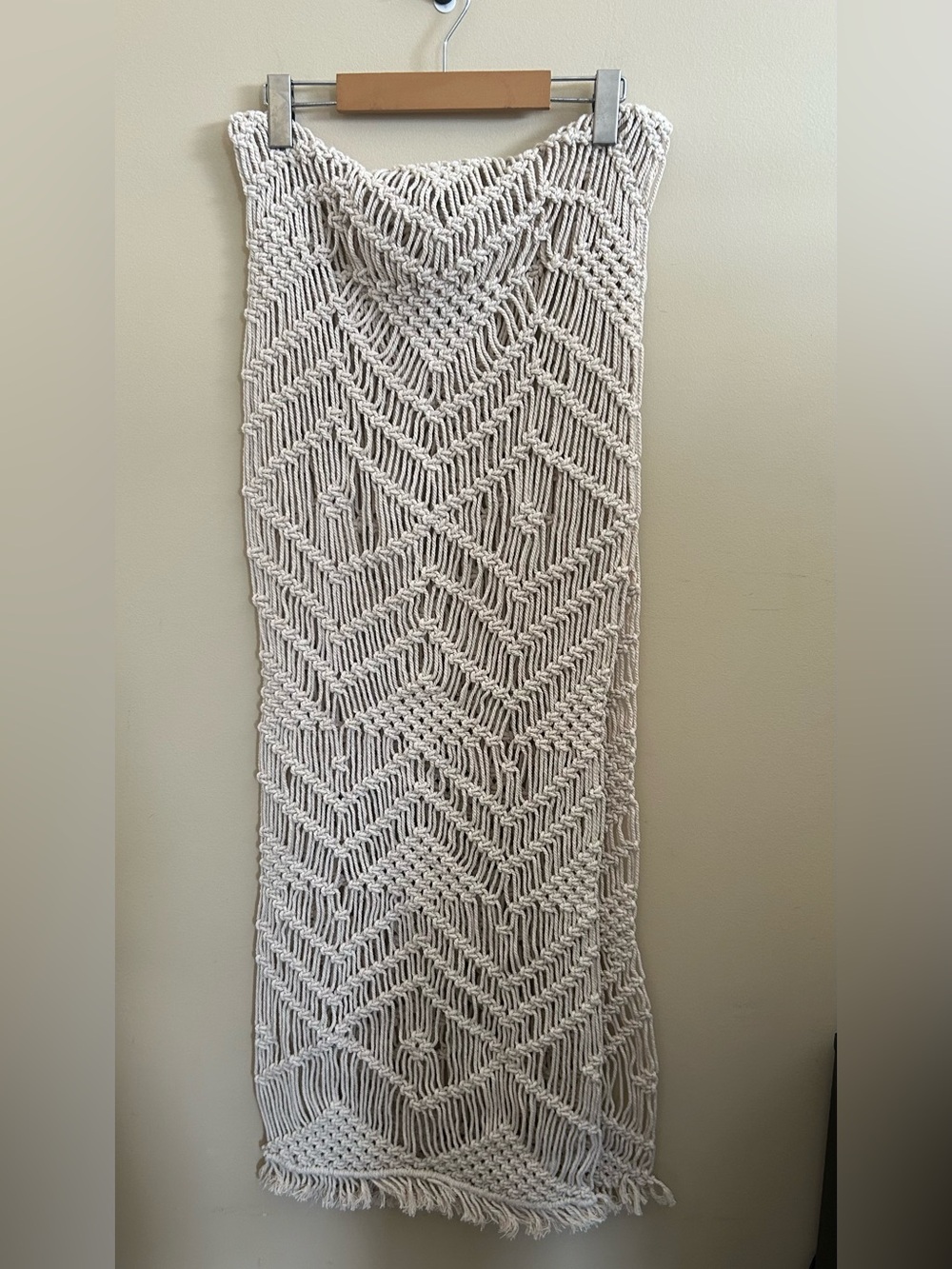 Cream Crochet Table Runner- Boho Chevron/Scandinavian